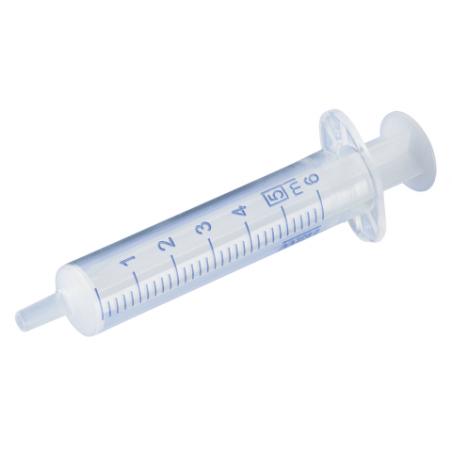 Disposable plastic syringe. 5 cc