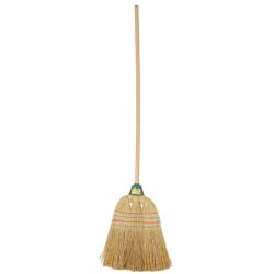 Sorghum broom with wooden handle