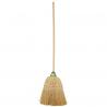 Sorghum broom with wooden handle