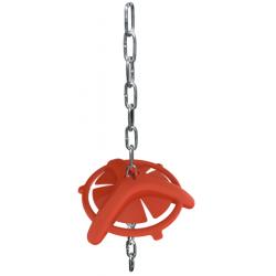 Piglet teething ring with suspension chain.