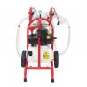 Goat milking machine with 4 groups with 1 bin