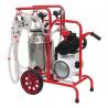 Goat milking machine with 4 groups with 1 bin