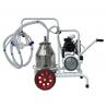 Goat milking machine with 2 groups with 1 bin