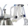 Goat milking machine with 2 groups with 1 bin