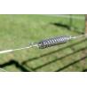 Spring regulates tension for electric fencing wires