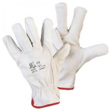Leather gloves, white color