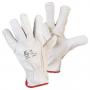 Leather gloves, white color