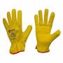 Leather gloves, yellow color