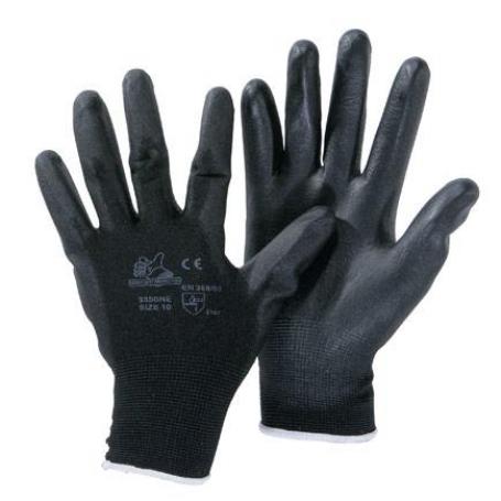 Nylon gloves covered with polyurethane